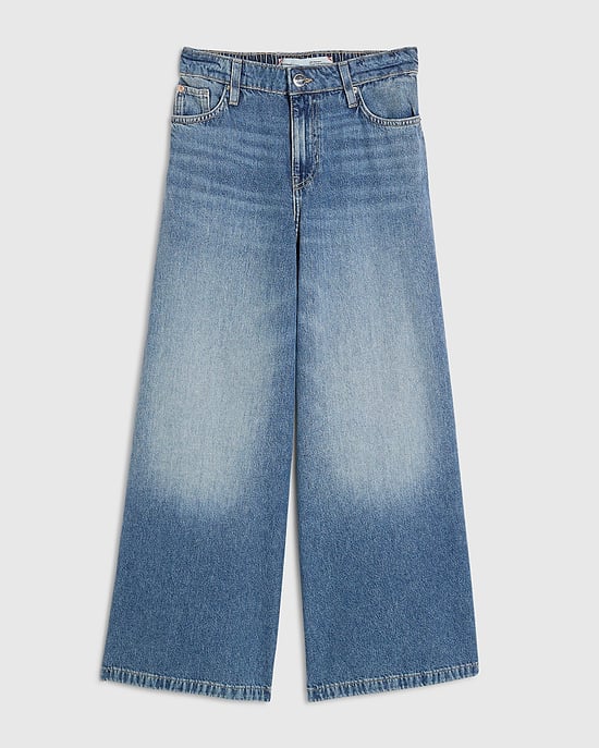 River Island Womens Wide Leg Jeans Petite Blue Elastic Back - Image 5