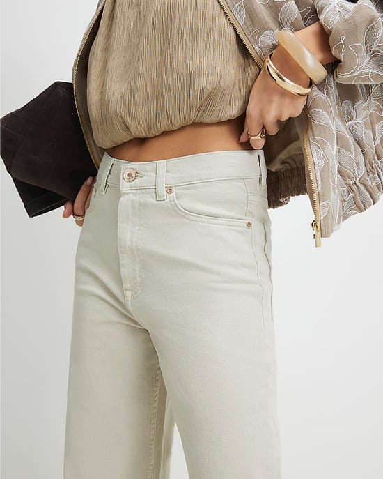 River Island Womens Cropped Jeans Cream Straight Leg - Image 4