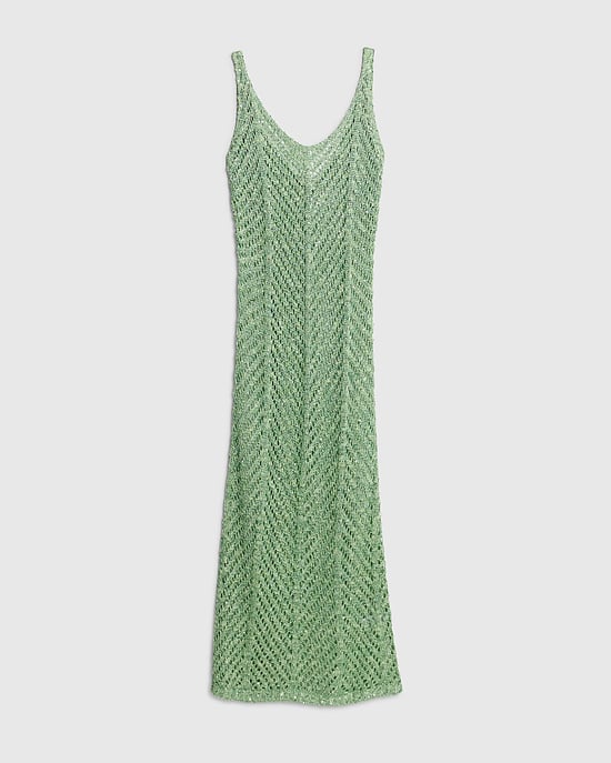 River Island Womens Maxi Beach Dress Green Sleeveless Lurex - Image 6