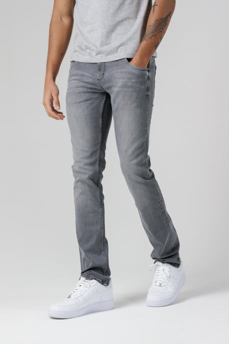 Light Grey Organic Cotton Blend Skinny Mid-Rise Denim Jeans - Image 5