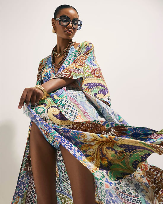 River Island Womens Maxi Kaftan Blue Tile Print Del Maar - Image 1