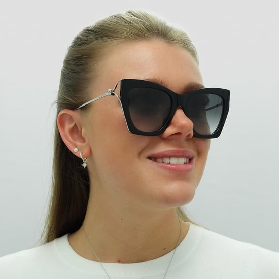 Alexander McQueen Cat Eye Womens Black Silver Grey Gradient AM0375S - Image 5