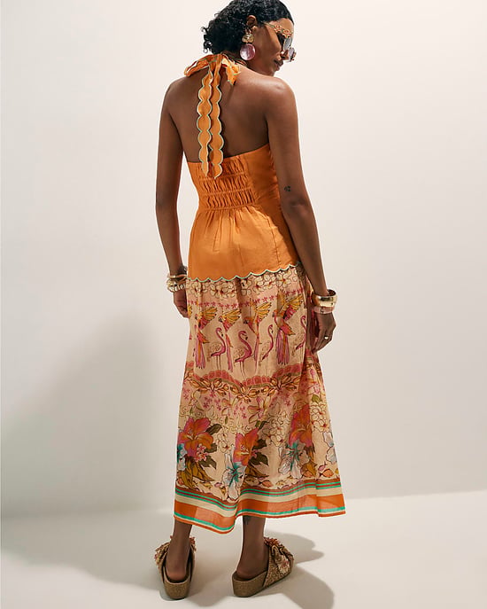 River Island Womens Maxi Dress Orange Peplum Halter Neck Del Maar - Image 2