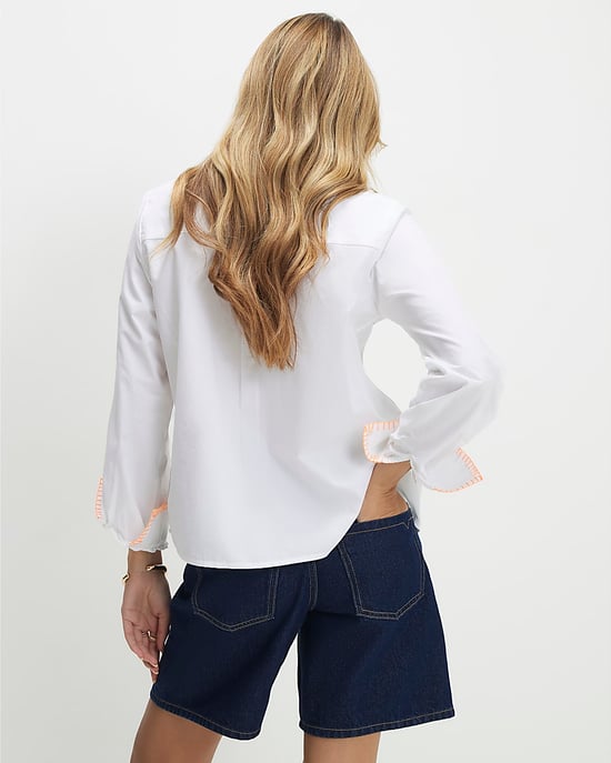 River Island Womens Shirt White Embroidered Graphic Long Sleeve - Image 3