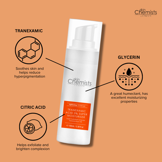 skinChemists Tranexamic 3% Anti-Ageing Moisturiser Cream 100ml for Fine Lines, Wrinkles, Uneven Skin Tone - Image 5