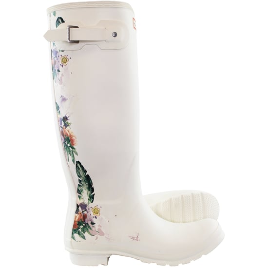 Hunter Tall Botanical Back Womens White Wellington Boots - Image 4