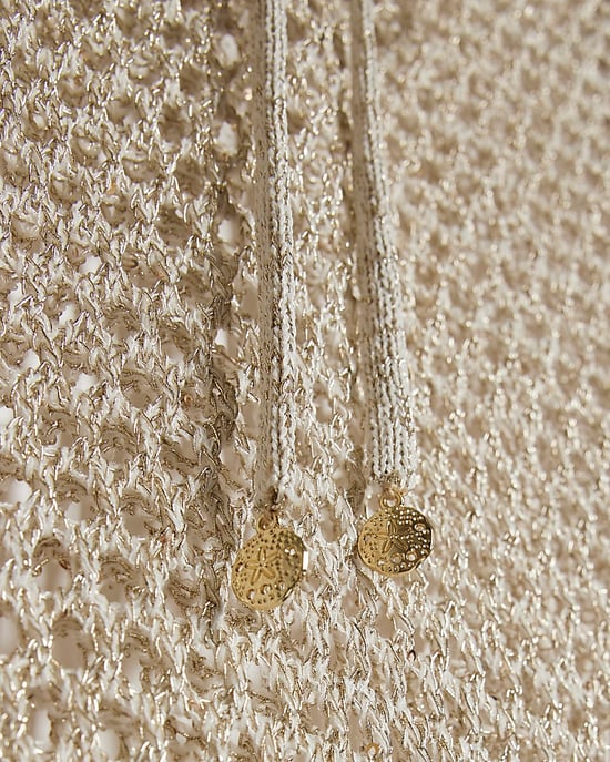 River Island Womens Beach Tunic Dress Gold Metallic Knit Scoop Neck - Image 5