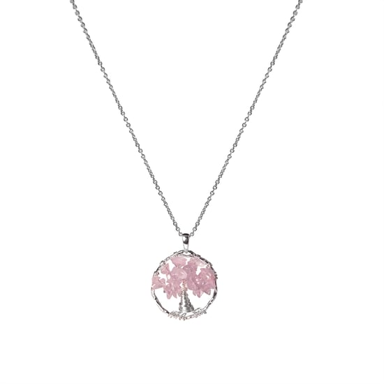 Luxenter budleia halsband i metallegering och rosenkvarts, rodiumpläterad finish - Image 1