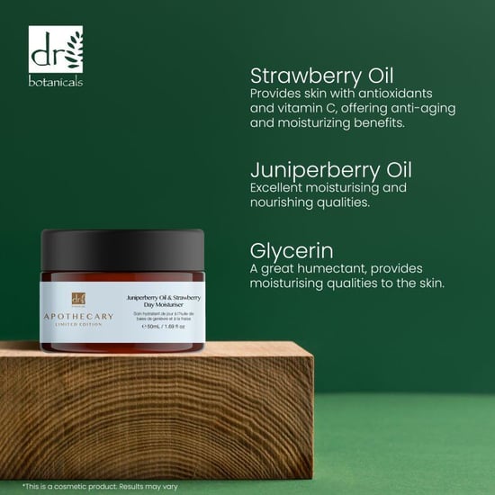 Dr. Botanicals Anti-Ageing Juniperberry Oil & Strawberry Day Moisturiser 50ml for Fine Lines, Wrinkles, Dryness - Image 2