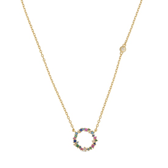 Luxenter Sterling zilveren 925 collier met veelkleurige zirkonia afgewerkt in 18K geelgoud - Thilak - Image 1