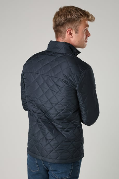 Navy Funnel Neck Diamond Quilted Jacket - Image 2