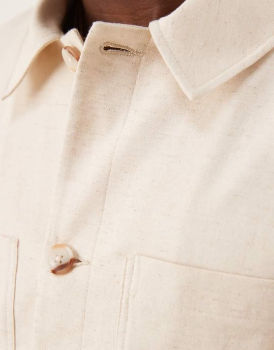 ASOS DESIGN cotton smart co-ord shacket in stone - Image 4
