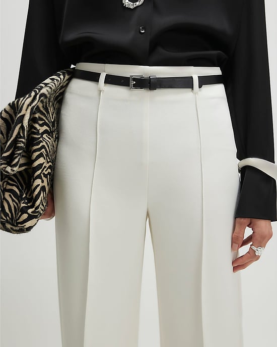 River Island Womens Straight Leg Trousers White Belted Pin Tuck - Image 4