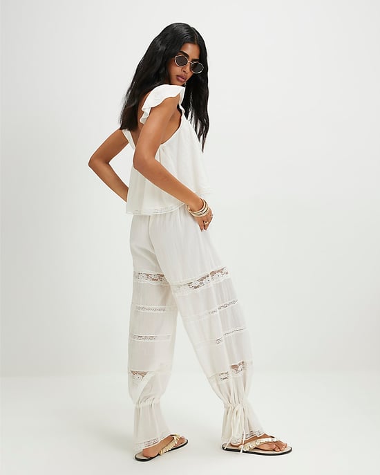 River Island Womens Jumpsuit Cream Cotton Blend Lace Insert Sleeveless - Image 3