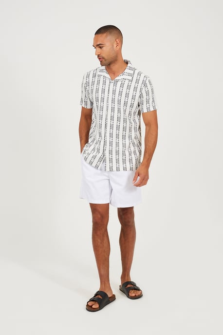 White Patterned Short Sleeve Shirt - Image 3