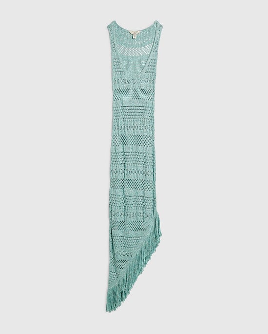 River Island Womens Midi Beach Dress Blue Metallic Knit Sleeveless - Image 6