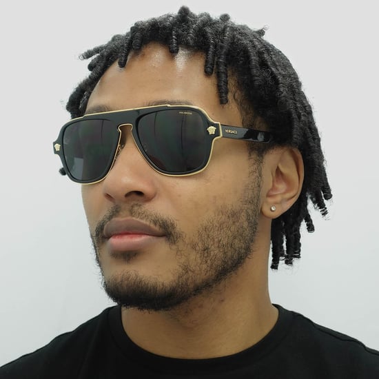 Versace Aviator Mens Black Grey Polarized Solglasögon - Image 6