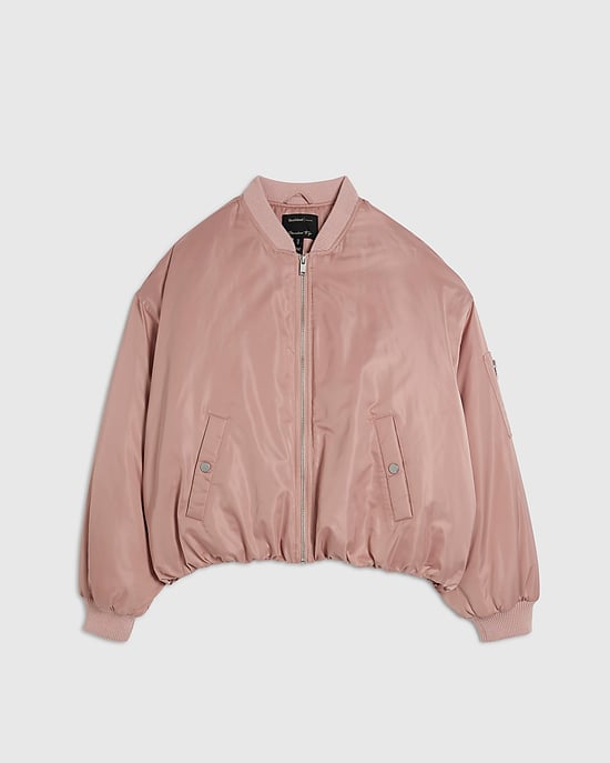 River Island Womens Bomber Jacket Pink Oversized Ruched Hem - Image 6
