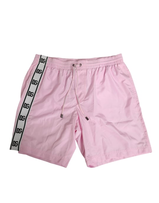 Dolce & Gabbana Rosa Nylon Logotyp Sidrand Badkläder Herr Simbyxor - Image 1