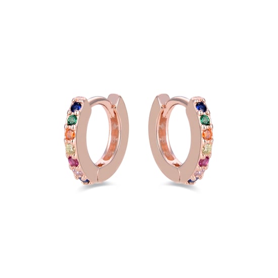 Luxenter leofcar örhängen i 925 sterling silver och flerfärgade zirkoner med 18kt roséguldpläterad yta - Image 3