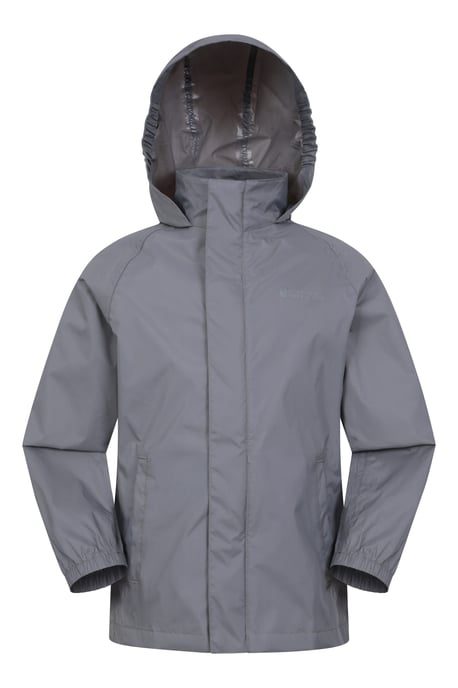 'Pakka' Kids Jacket Waterproof Wind Resistant Stylish Travelling Hooded Coat Grey - Image 1