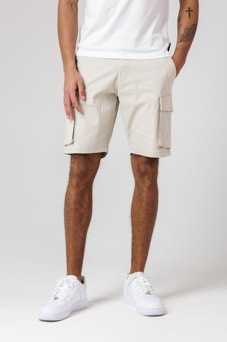 Stone Cotton Cargo Shorts - Image 1