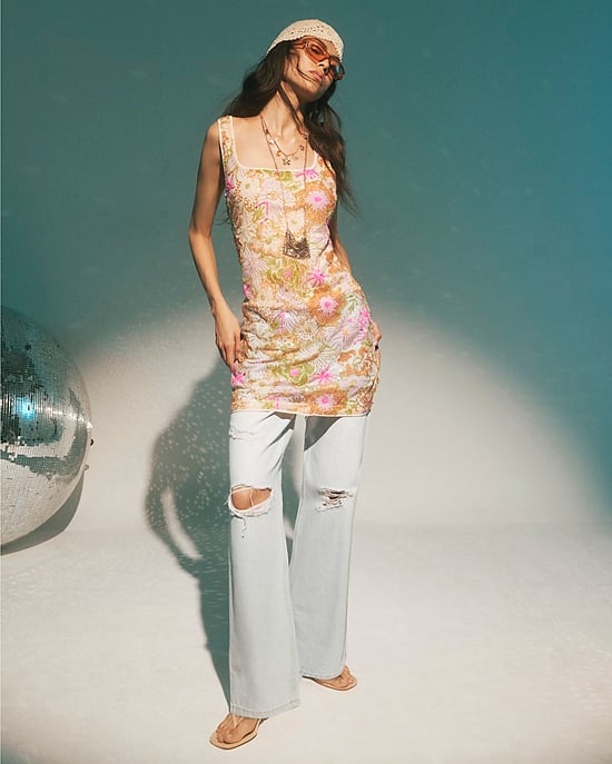 River Island Womens Mini Dress Pink Floral Sequin Cornelli Zip - Image 4