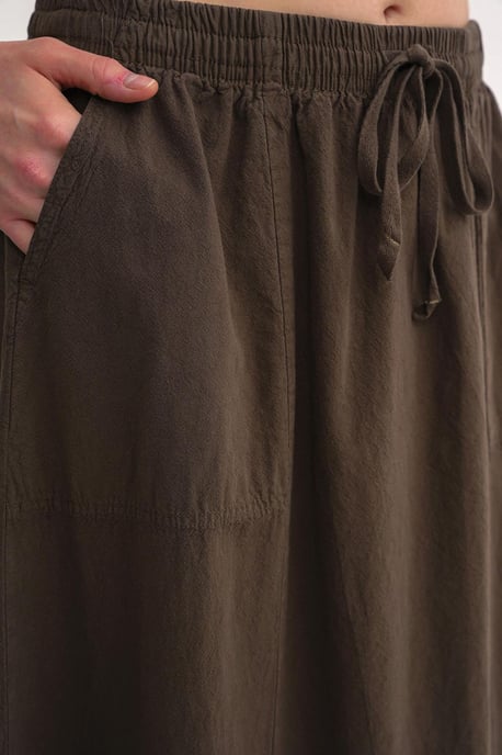 Hoge Taille Poplin Rok met Trekkoorddetail - Image 5