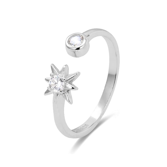 Luxenter ring, 925 sterling zilver, lialt en glanzende zirkonia met gerhodineerde afwerking - Image 1