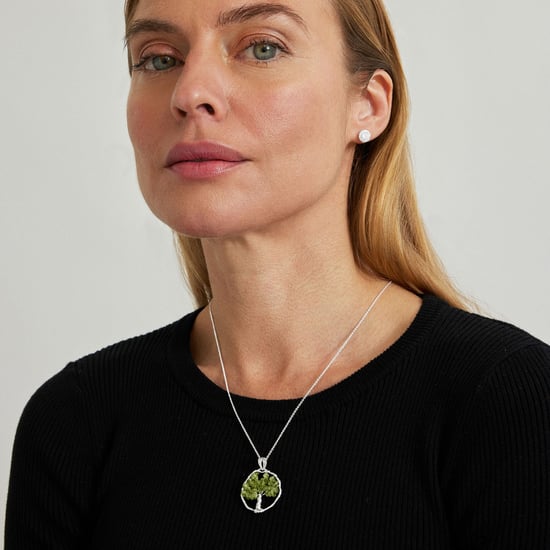 Luxenter budleia metalllegering och prehenithalsband med rodiumpläterad yta - Image 2