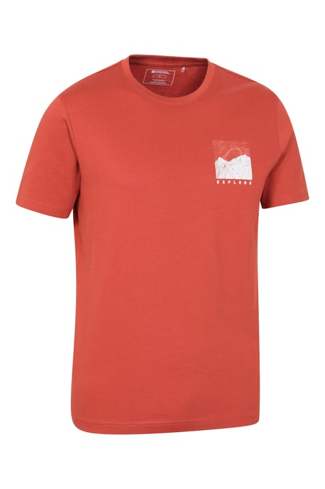 'Tech Mountains' Men's T-Shirt Cotton Breathable Comfy Tee Rust - Image 6