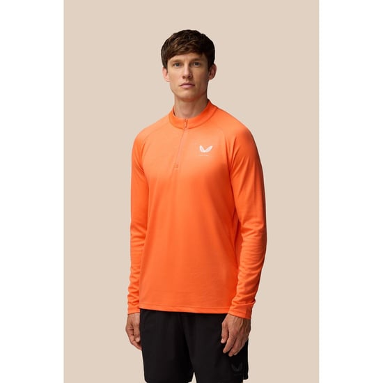 Castore Adapt Träning 1/4 Zip Topp Polyester Herr Orange Aktivkläder T-shirts - Image 4