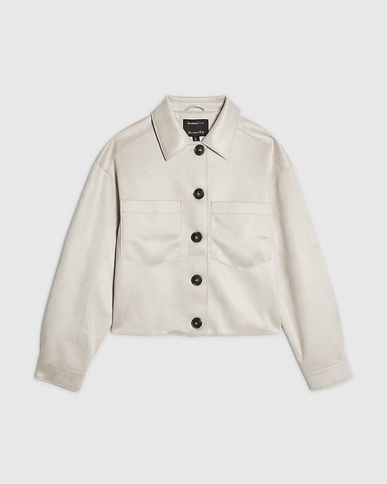River Island Womens Overshirt Stone Faux Suede Long Sleeve - Image 6