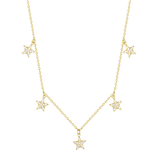18ct Gold Plate CZ Star Drop Charm Necklace - Image 1