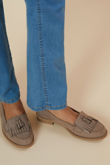 Dorothy Perkins Womens Loafer Flats Taupe Faux Leather Day to Night Spring Summer - Image 2