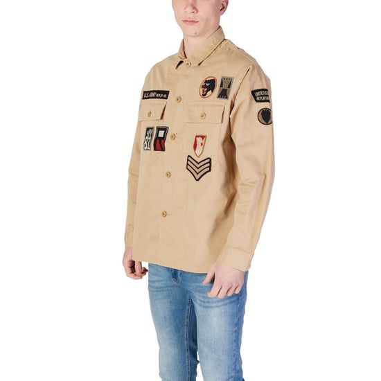 Herr Replay Classic Overshirt i Beige - Image 4
