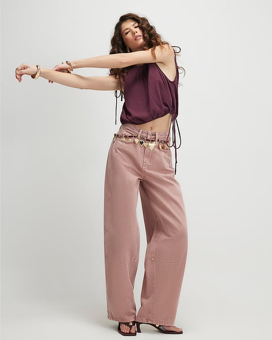 River Island Womens Balloon Leg Jeans Pink High Waisted - Image 1