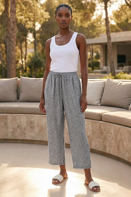 Petite Metallic Stripe Cropped Trouser - Image 1