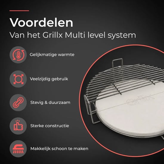 GrillX Multilevel systeem 18 inch inclusief 2 halve manen universeel - Image 3