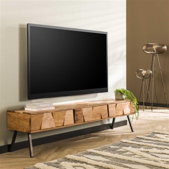 Hoyz Hoyz tv-meubel demn massief acacia naturel - Image 1