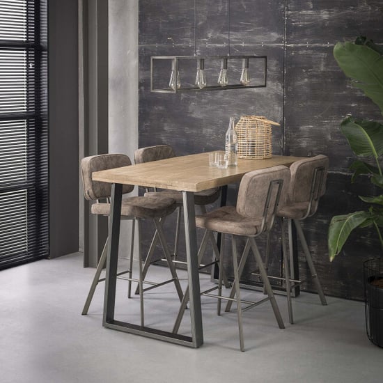 Hoyz Hoyz bartafel industrieel massief mangohout blank trapezium 135x70x92 - Image 1