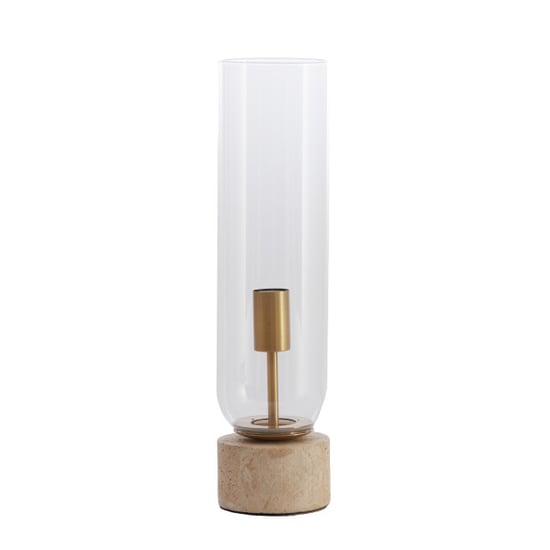 Light & Living tafellamp Ø12x47 cm rylano glas +zand+antiek brons - Image 1