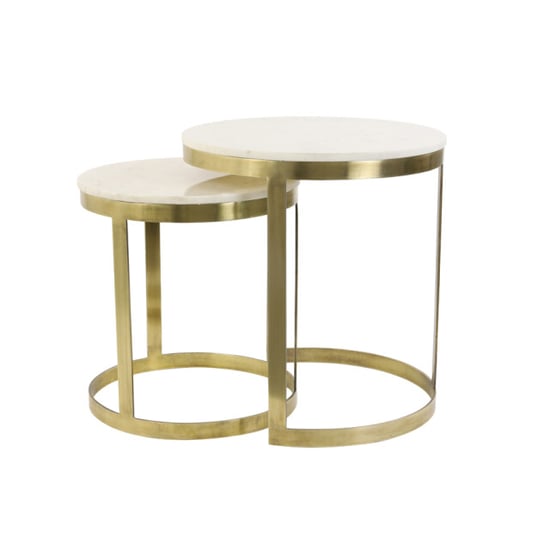 Light & Living bijzettafel perlato Ø49x52cm - set van 2 - Image 1