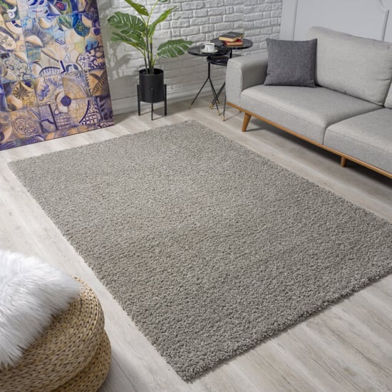 Muratap Loca shaggy vloerkleed lichtgrijs hoogpolig- 120x170 cm - Image 1