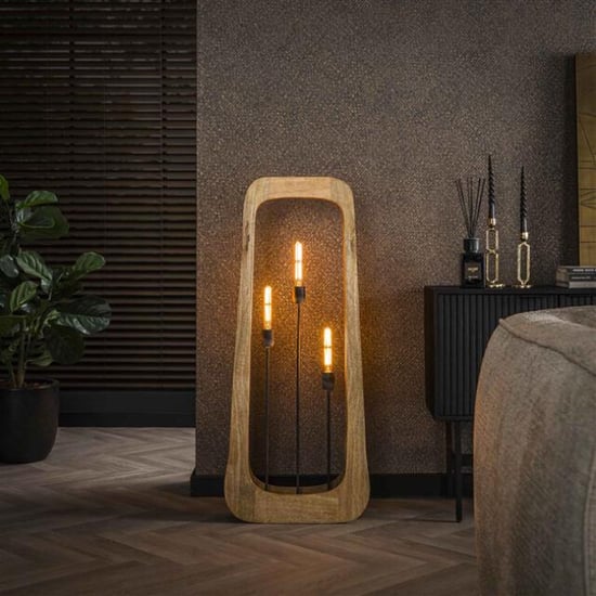 Hoyz vloerlamp 3l bray massief mango naturel - Image 1
