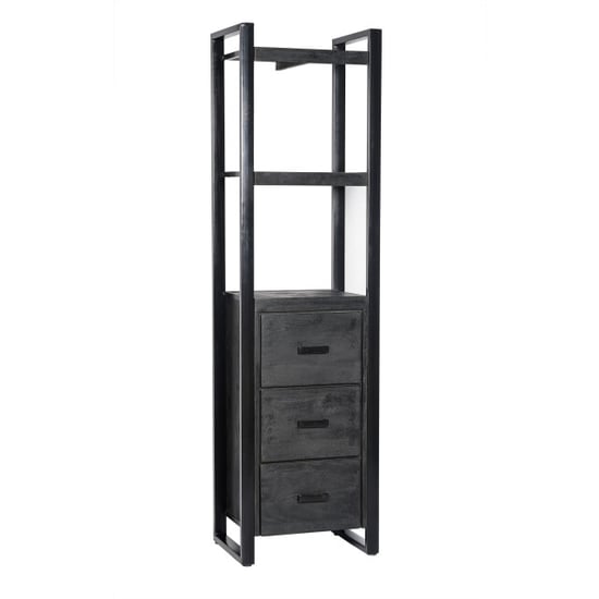 Livingfurn boekenkasten norris 200x55x40 cm mangohout / gecoat staal - Image 1