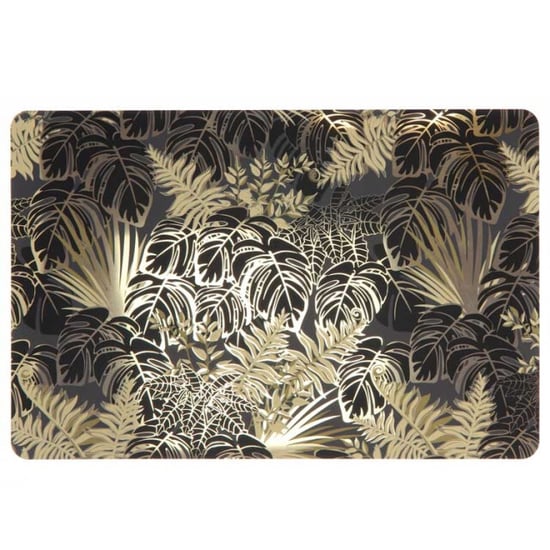 Unique Living placemat leaves 28,5x43,5cm dessin 1 black - Image 1