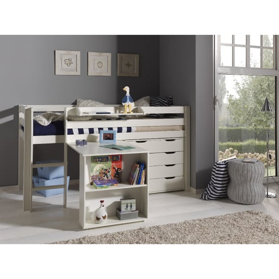 Lucevi pino halfhoogslaper h115cm met ladder 90 x 200 cm pino bureau voor - Image 1