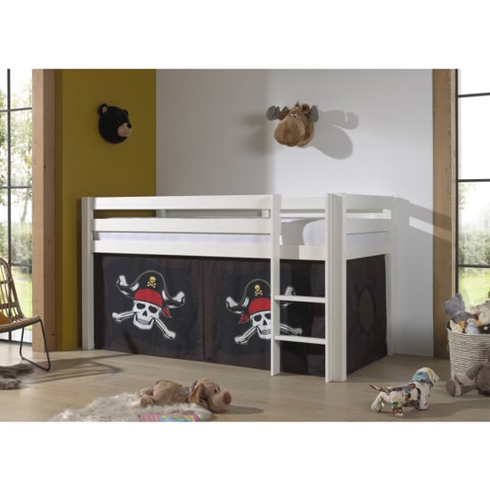 Lucevi pino halfhoogslaper h115cm met ladder 90 x 200 cm caribian pirates - Image 1