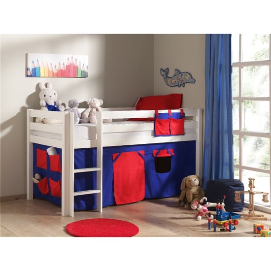 Lucevi pino halfhoogslaper h115cm met ladder 90 x 200 cm domino - Image 1